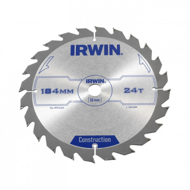 Диск пильный Construction 184х2,5x24Tx16 мм по дереву, IRWIN, ( 1907699 ) Диск пильный Construction 184х2,5x24Tx16 мм по дереву, IRWIN, ( 1907699 )