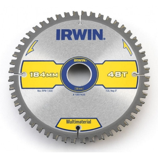 Диск пильный Multimaterial 190х2.4х48Tх30 мм. по дереву, ламинату и цветным металлам, IRWIN, ( 1897440 )