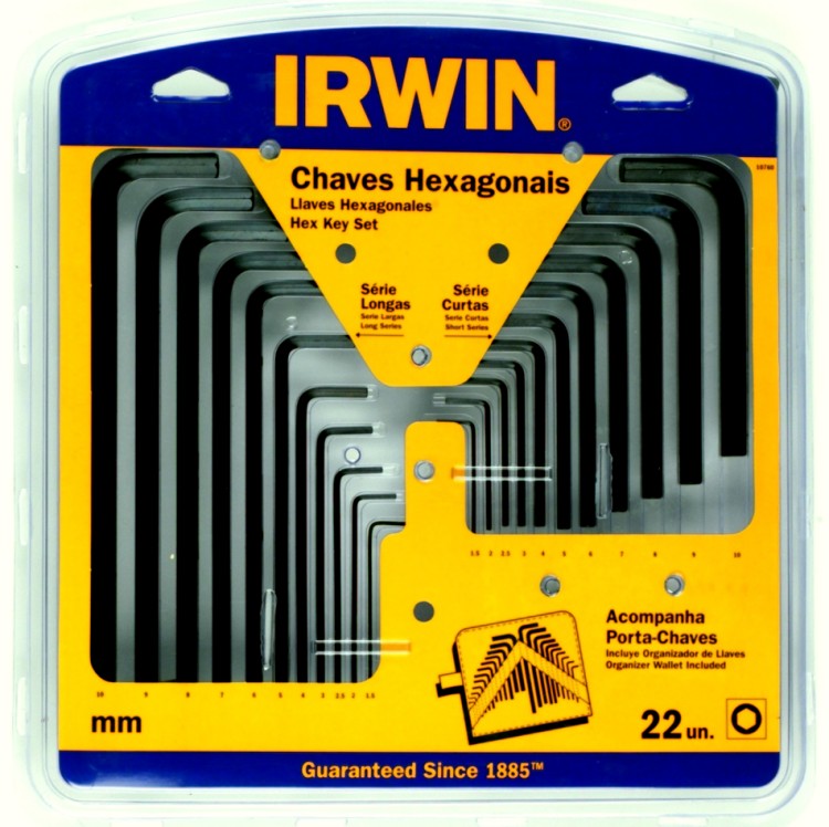 Ключи шестигранные набор  L короткие и длинные 1,5-10 мм 22 шт, IRWIN, ( Т10760-10504816 )